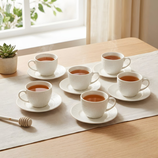 Tea Cup and Saucer Set - 6 Pcs